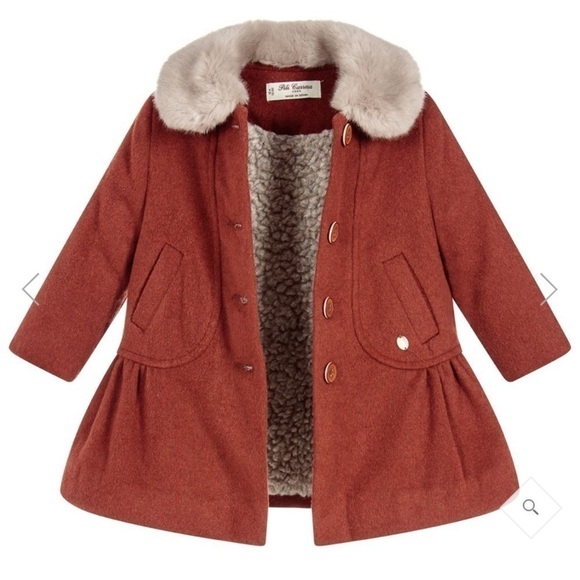 GIRLS Brown Wool Blend Coat - Picture 3 of 6